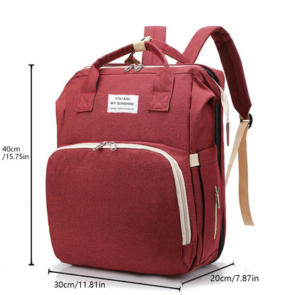 Foldable Bed Diaper Bag with Changing Station Insulated Pocket and Large Capacity Multifunctional Double Shoulder Mommy Bag